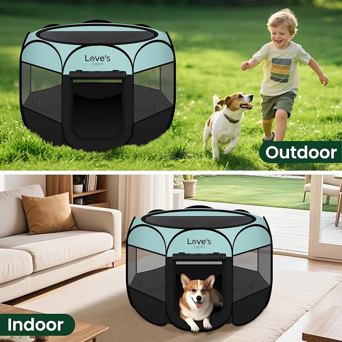 Love's cabin Pet Puppy Dog Playpen, Medium Dog Tent Crates Cage Indoor/Outdoor - Image 7