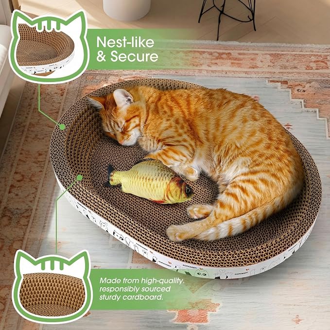 4-Piece Cardboard Cat Scratcher Bed Set - Image 2