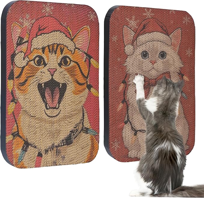 2 Packs Art Cat Wall-Mountable Scratching Board 16.7x11x1 Inch Cat Wall Scratch by LESISSMER