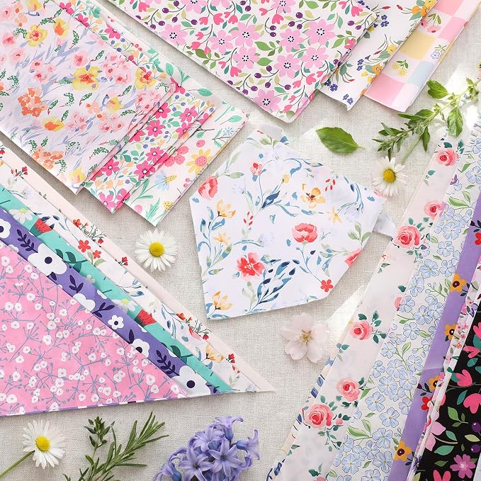 Reginary 120 Packs Spring Dog Bandanas Bulk Flower Dog Scarf Adjustable Holiday - Image 5