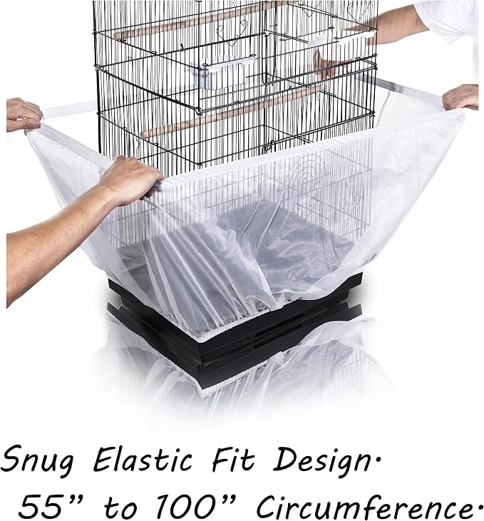 Tamu style Bird Cage Seed Catcher, Stretchy Form Fitting Mesh Skirt Cover - Image 6