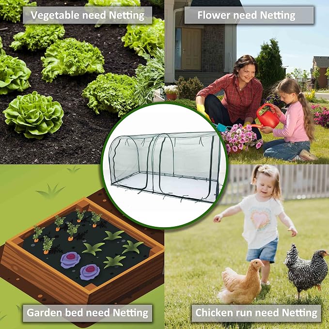 Large Tunnel 8.2'x4' Plant Netting Cover 4FT Tall Crop Cage Netting Pest Guard - Image 7