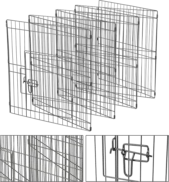 Yaheetech 24 inch 32 Panel Metal Black Heavy Duty Foldable Dog Pen - Image 4
