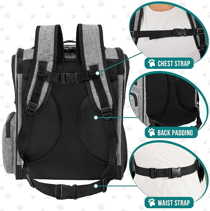 PetAmi Dog Backpack Carrier for Small Large Cat, Ventilated Pet Hiking Backpack - Image 5