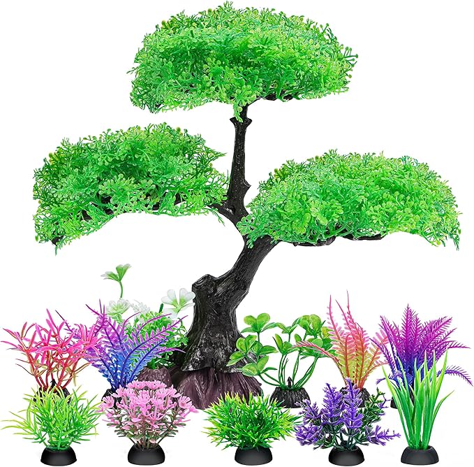 Ameliade Aquarium Artificial Plastic Plants Decoration, Aquarium Tree Decor Set by Ameliade