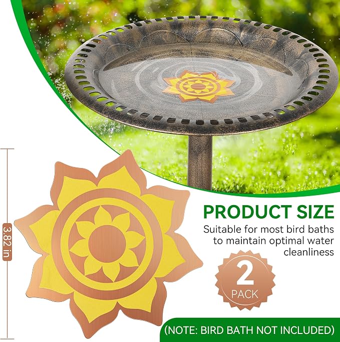 Saillong 2 Pack Bird Bath Copper Disk, Reinforced 99.99% Pure Copper Bird Bath - Image 2