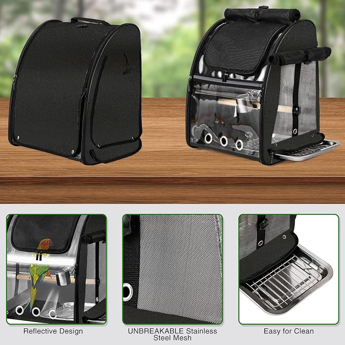SUERTREE Bird Carrier Bag with Indestructible Stainless Steel Mesh, Bird Travel - Image 3