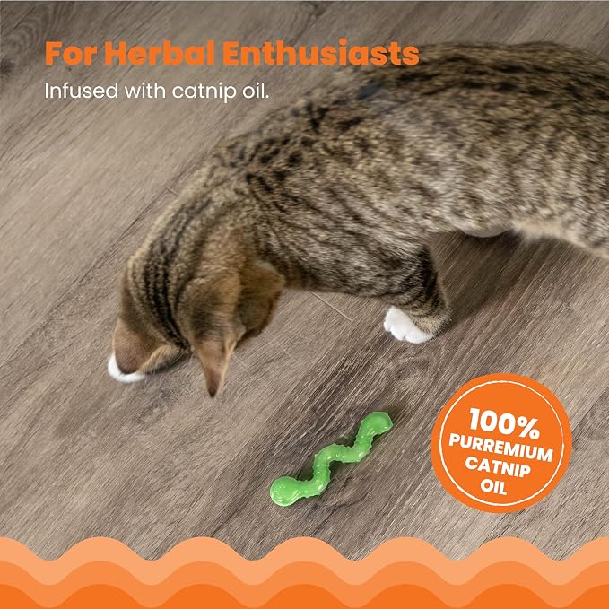 Petstages Orkakat Wiggle Worm Dental Catnip Cat Chew Toy - Image 3