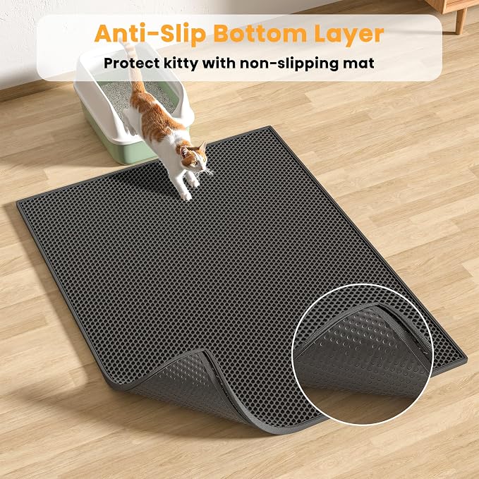 Pieviev 2 Packs Cat Litter Mat Double Layer Waterproof Urine Proof Trapping Mat - Image 4