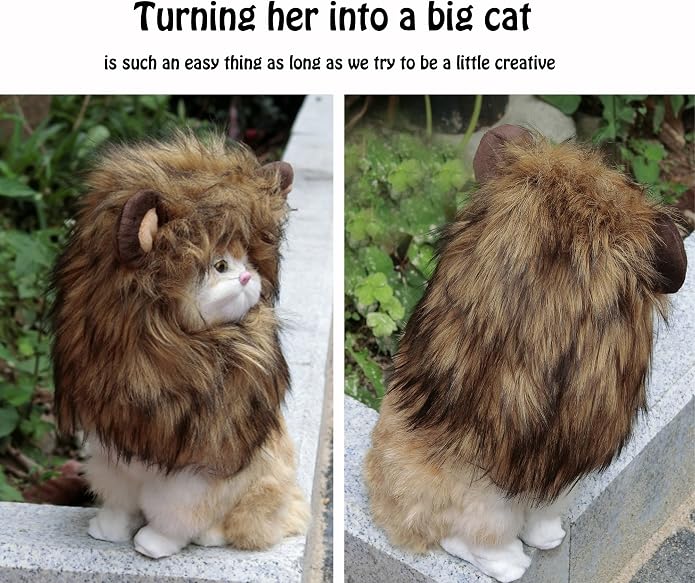 Onmygogo Lion Mane Wig for Cats and Dogs, Funny Pet Cat Costumes for Halloween - Image 5
