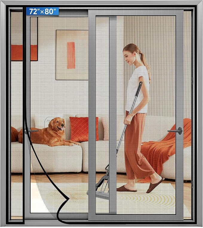 Magnetic Screen Door Left Right Side Opening Upgraded PET Mesh Greater Than by Longeas