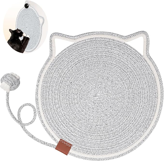 Cat Scratcher Mat, Natural Cotton Rope Cat Scratch Pad, 15.7'' Round Horizontal by LetalongPetSupplies