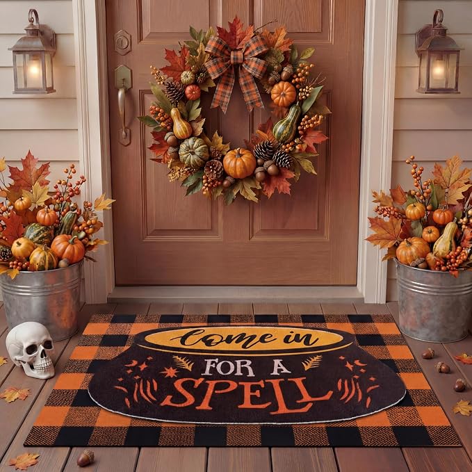 Tinideya 2 Pcs Halloween Door Mat Come in by Tinideya