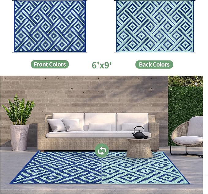 GENIMO Outdoor Rug for Patio Clearance, Reversible Plastic Straw Rugs for RV - Image 4