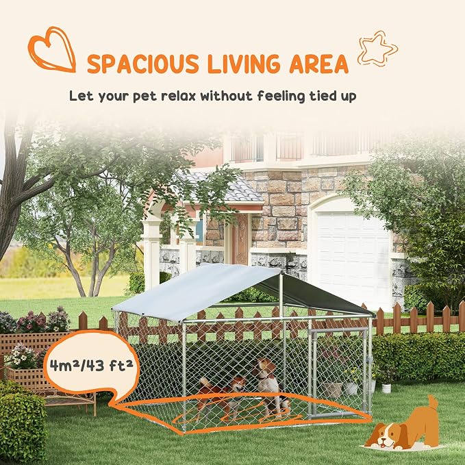 PawHut Outdoor Dog Kennel, Heavy Duty Dog Run Outdoor Fence - Image 4