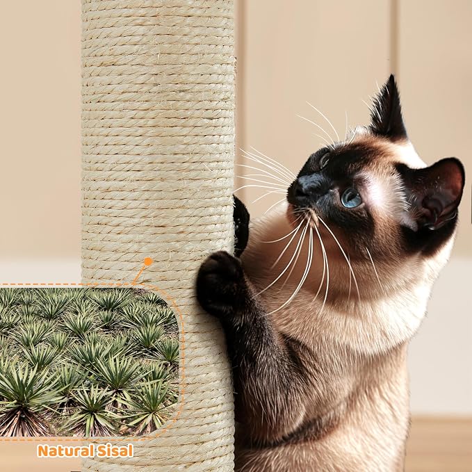 Yaheetech 64.5in Cat Tree Cat Tower Scratching Post, Plush Cover Cat Condo Bed - Image 9