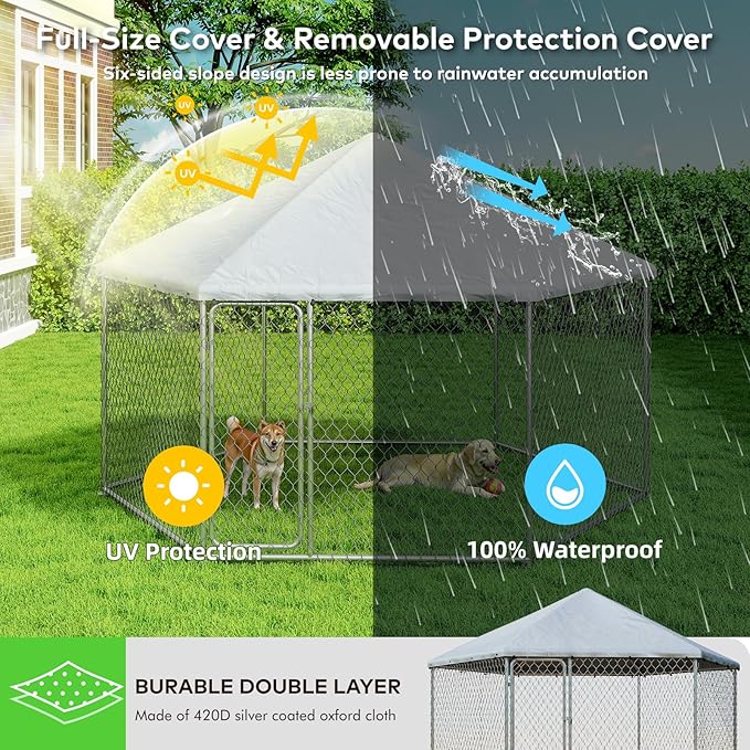6.8x6.8 FT Large Outdoor Dog Kennel Outside - Image 4