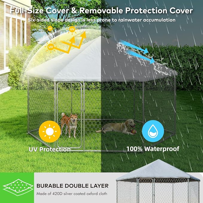 6.8x6.8 FT Outdoor Dog Kennel Outside Heavy Duty Dog Enclosure - Image 4