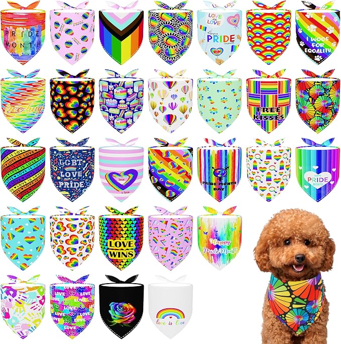 30 Pack Pride Dog Bandanas Bulk by Bestwishforyou
