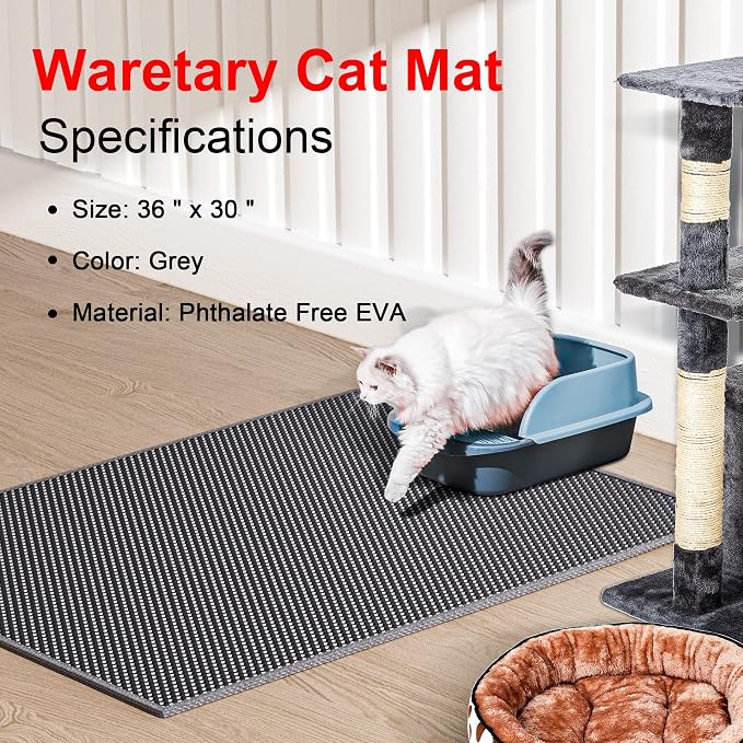 Cat Litter Box Mat: 36"x 30" Waterproof Kitty Cat Litter Trapping Mat, - Image 2