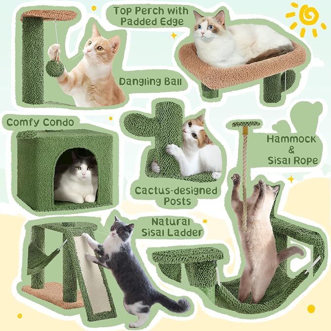 Yaheetech 63in Cactus Cat Tree, Pet Furniture Activity Center - Image 5