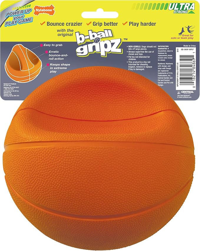Nylabone Power Play Gripz Felt Basketball Rubber Fetch Toy, Squeaky Ball - Image 11