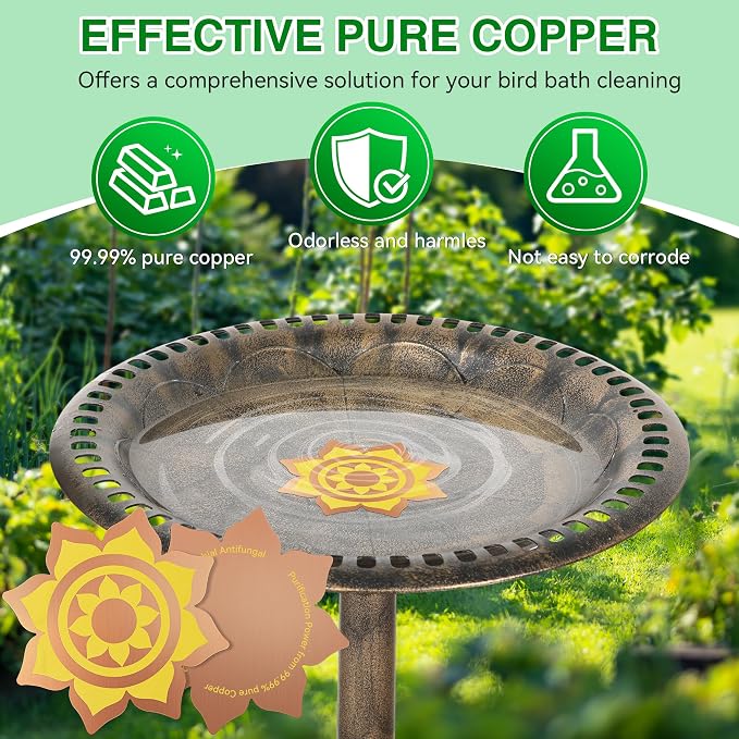 Saillong 2 Pack Bird Bath Copper Disk, Reinforced 99.99% Pure Copper Bird Bath - Image 5