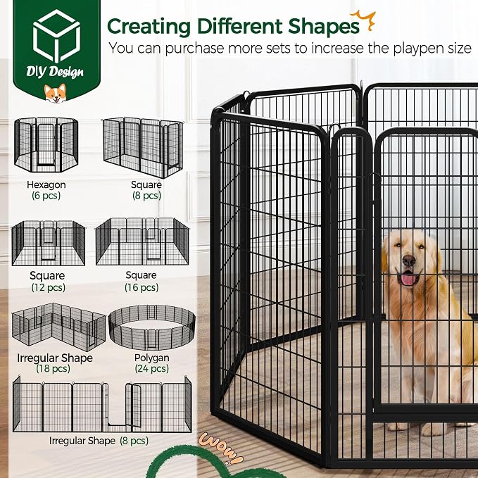 Yaheetech Dog Playpen Outdoor, 47 inch 16 Panels Dog Pen Indoor Heavy Duty - Image 5