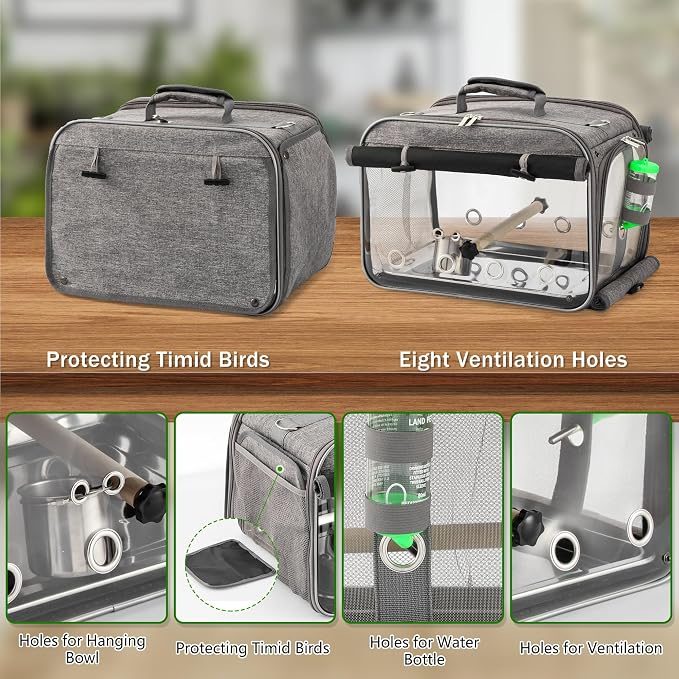 Suertree Bird Carrier Airline Approved, Bird Travel Cage - Image 4
