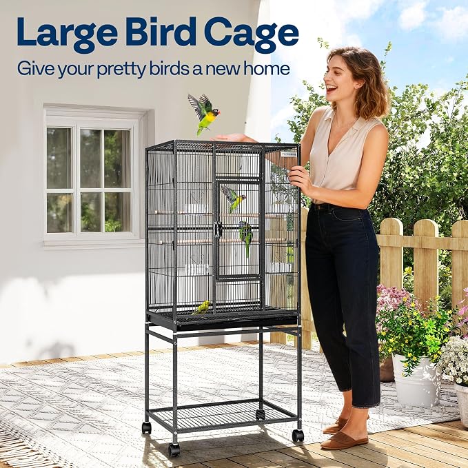 VIVOHOME 54 Inch Wrought Iron Large Bird Flight Cage - Image 2