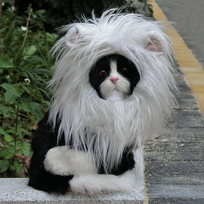 Onmygogo Lion Mane Wig for Cats and Dogs, Funny Pet Cat Costumes for Halloween - Image 4