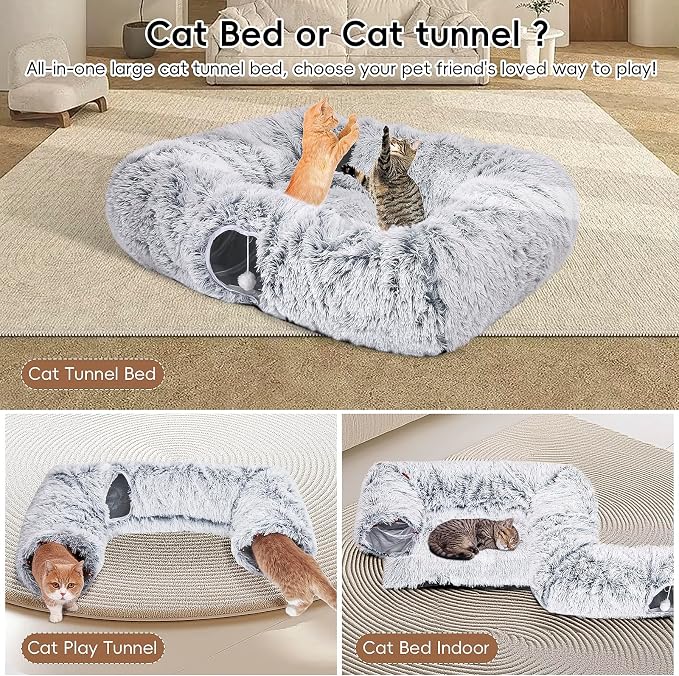 Extra Large Cat Tunnel Bed, 4 Ways Tunnels - Image 3