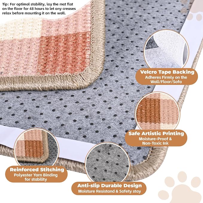 Cat Scratcher Mat, 23.6x15.7 Inch Natural Sisal Cat Scratch Pad, Horizontal Cat - Image 3