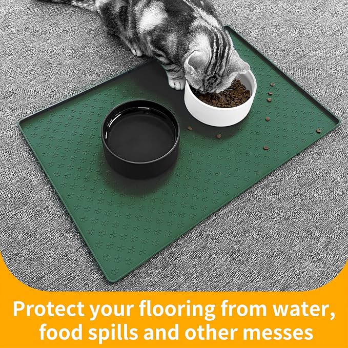 Ptlom Pet Placemat for Dog and Cat, Waterproof Silicone Pet Feeding Bowl Mats - Image 5