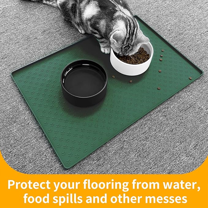 Ptlom Pet Placemat for Dog and Cat, Waterproof Silicone Pet Feeding Bowl Mats - Image 3