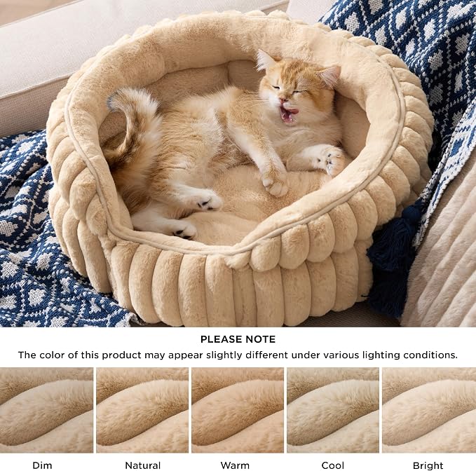 Bedsure ComfyFleece™ Cat Bed, Washable Round Cute Cat Beds - Image 5
