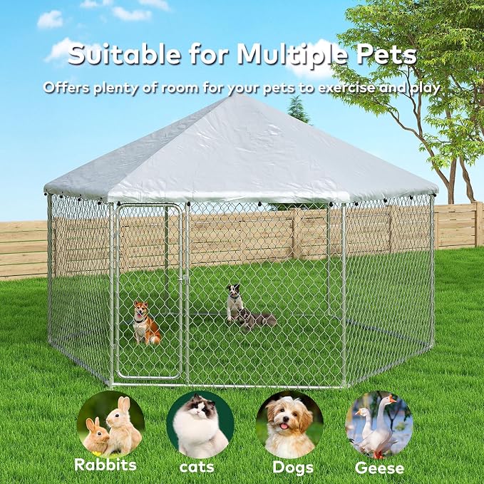 6.8x6.8 FT Large Outdoor Dog Kennel Outside - Image 7