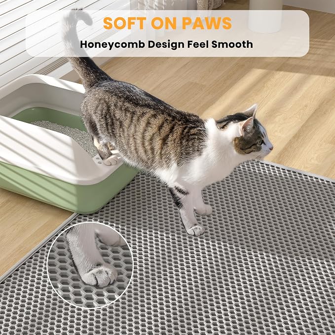 Pieviev 2 Packs Cat Litter Mat Double Layer Waterproof Urine Proof Trapping Mat - Image 5