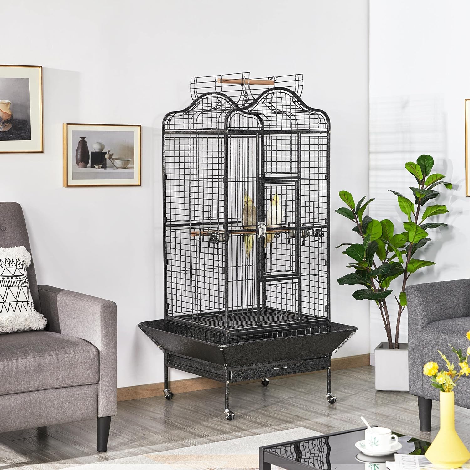 Yaheetech Extra Large Bird Cage 63'' Open Play Top Bird Cage for - GlobalHabitat Supply