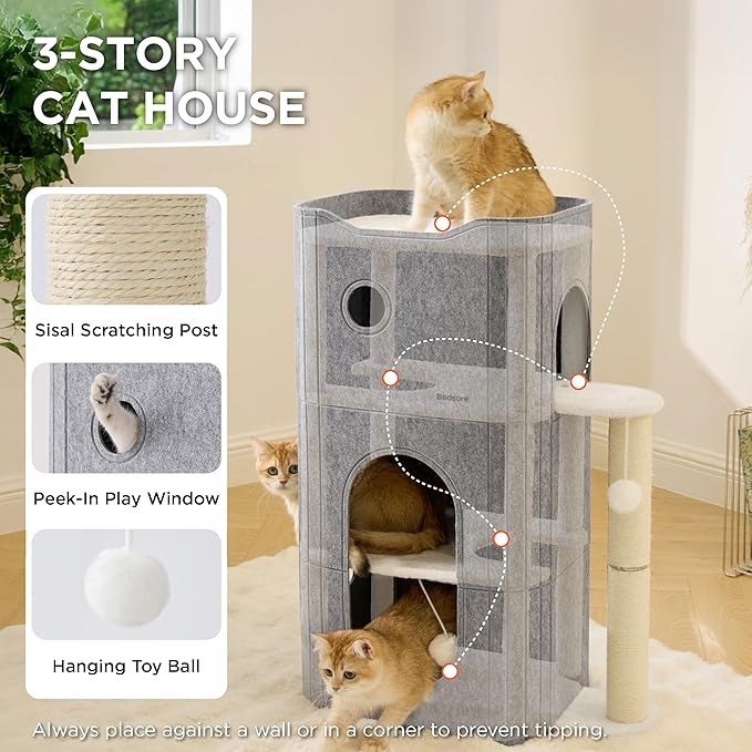 Bedsure 3-Level Indoor Cat Bed- Cat Condos Small Cat Tree - Image 2