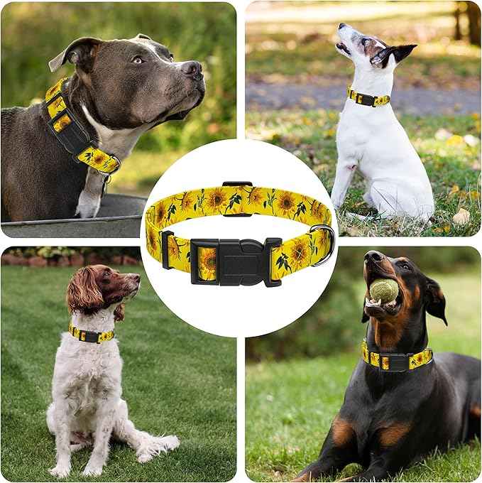 Dog Collar, Floral Boys Girls Puppy Collar, Adjustable Soft Pet Collar