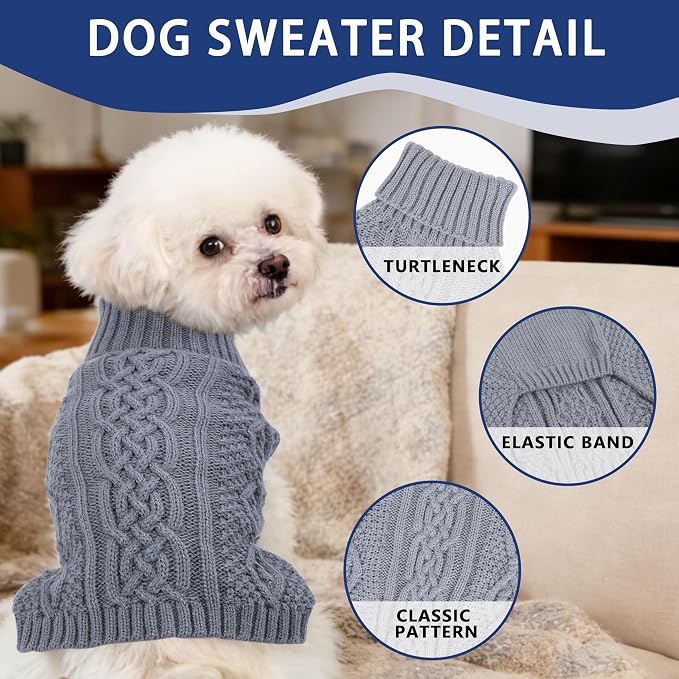 Dog Sweaters Small Dog Clothes Winter Turtleneck Puppy Sweater Warm Pet Cat - Image 3