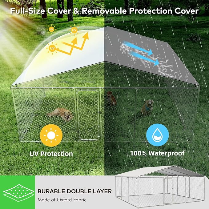15'x15' Large Outdoor Dog Kennel, Heavy Duty Dog Enclosure - Image 5