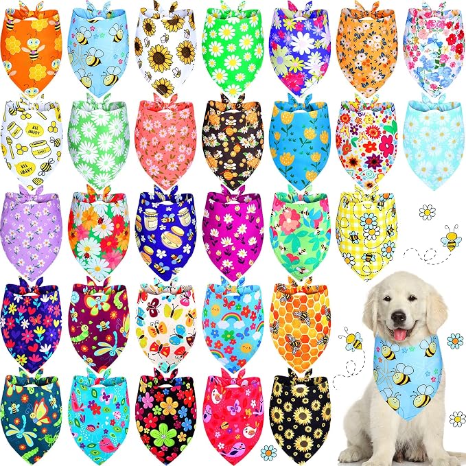 Eccliy 30 Pack Flower Dog Bandanas Bulk Summer Soft Triangle Dog Scarfs by Eccliy