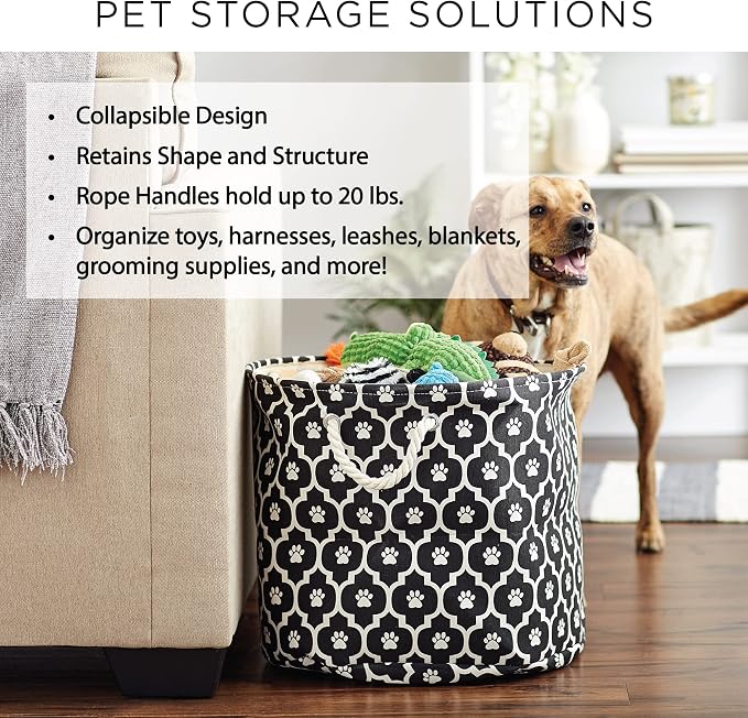 Bone Dry Pet Storage Collection Lattice Paw Print, Small Round - Image 7