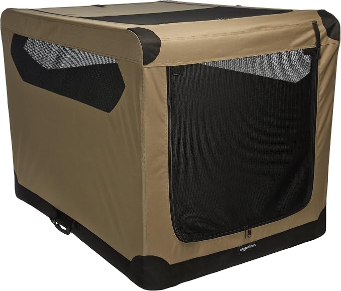 Amazon Basics Portable Folding Soft Dog Crate, Double Door, Collapsible Travel by AmazonBasics