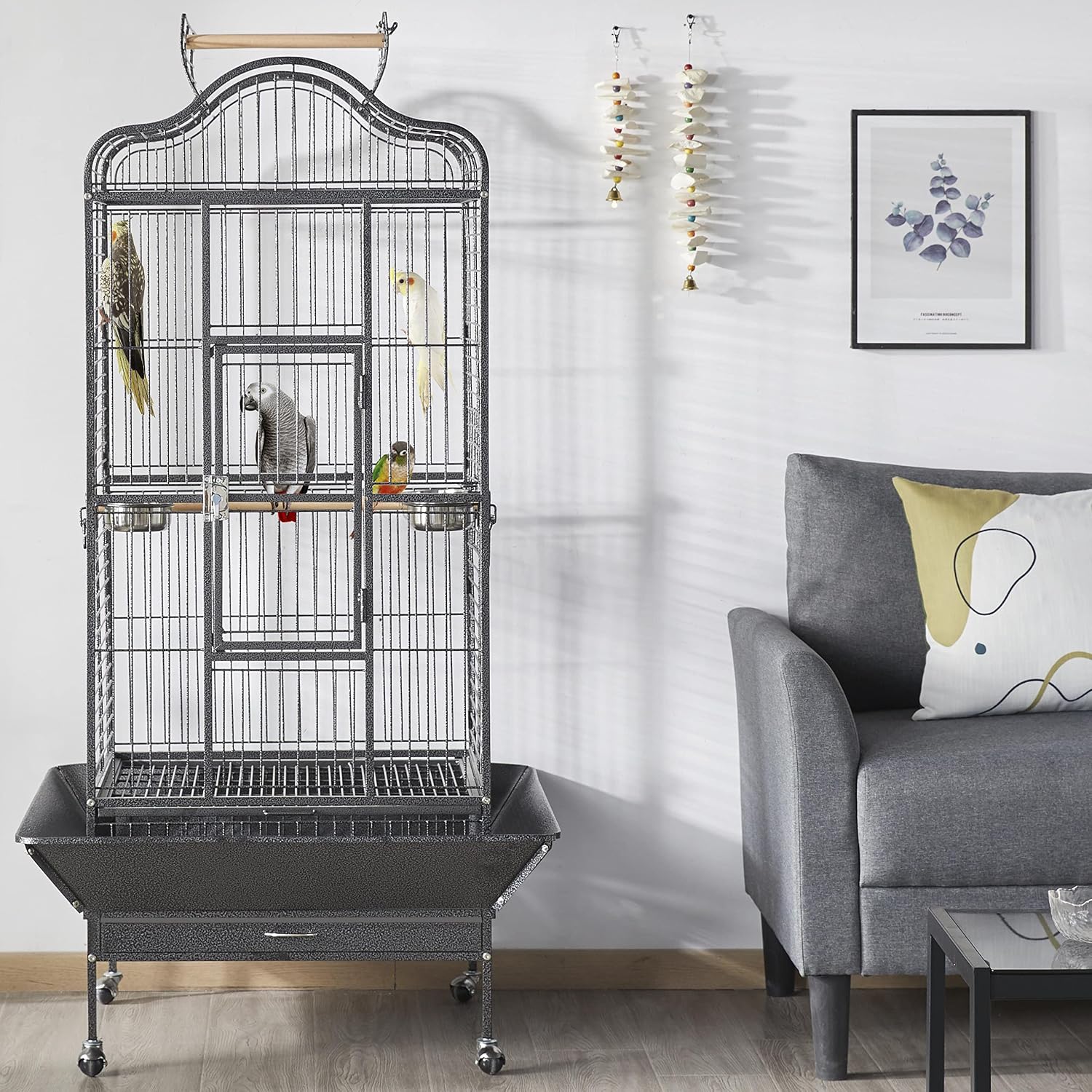 Yaheetech Extra Large Bird Cage 63'' Open Play Top Bird Cage for - GlobalHabitat Supply