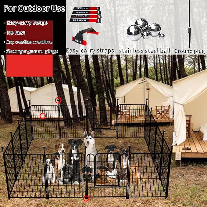 Dog Playpen Outdoor for Medium/Large Dogs 36'' High, 2 Add-On Heavy Duty Dog - Image 3
