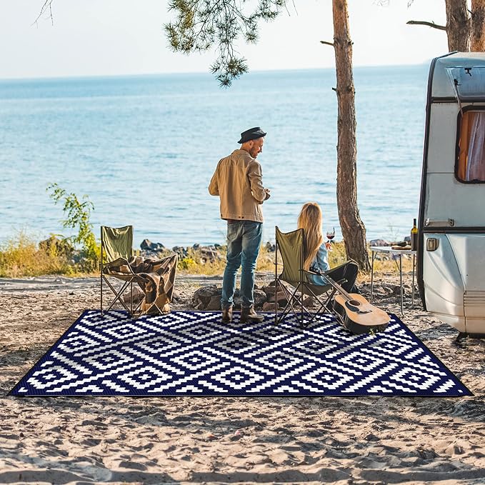 GENIMO 5x8 Outdoor Rug Waterproof, Reversible Mats, Area Rug, Plastic Outside - Image 2