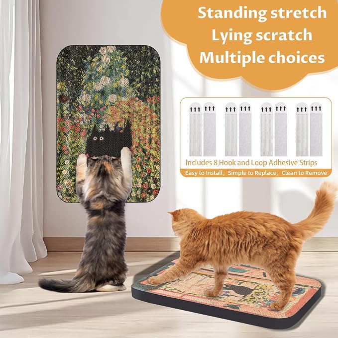 2 Pack Art Cat Scratcher, Wall-Mountable Cat Scratch Pad, Wall Cat Scratcher - Image 3
